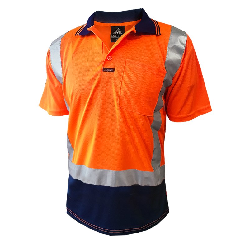 Hi-Vis D/N Polo Shirt, SS, Orange/Navy