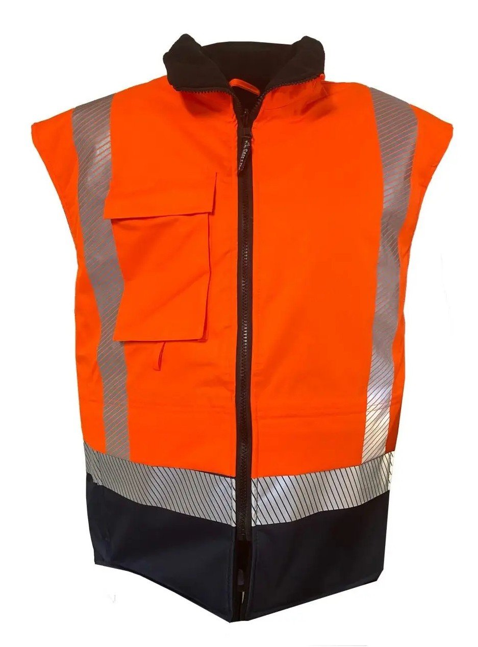 Hi-Vis Fleece Lined PU Vest, Orange/Blue