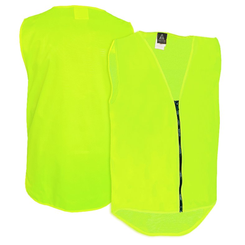 Hi-Vis Vest, Zip, Day Only, Yellow, No Pocket