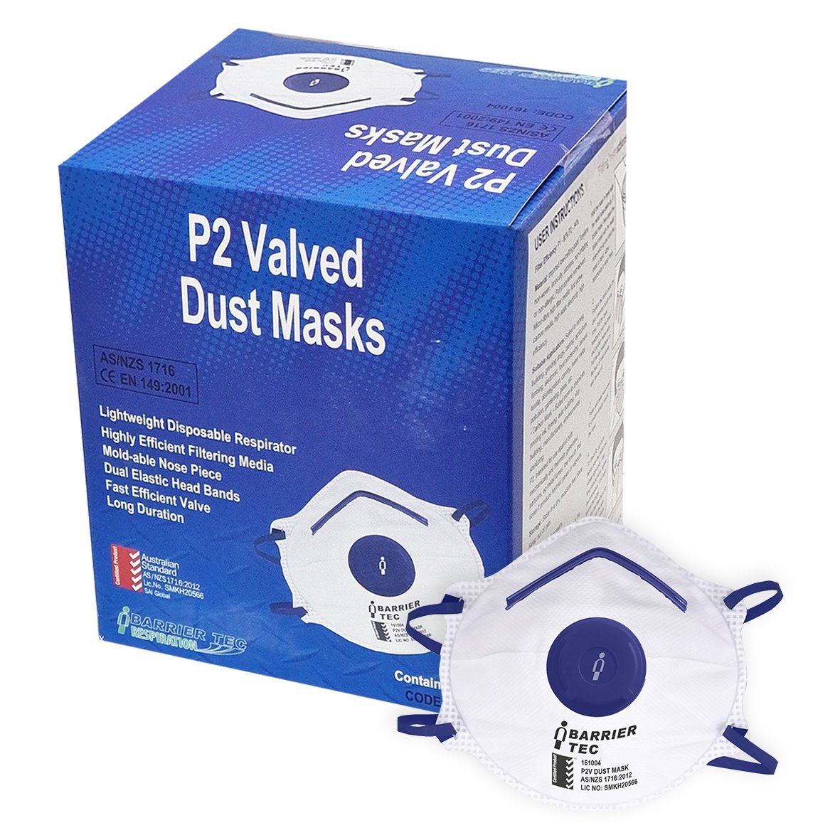 Dust Masks, P2 Valved, Box 10