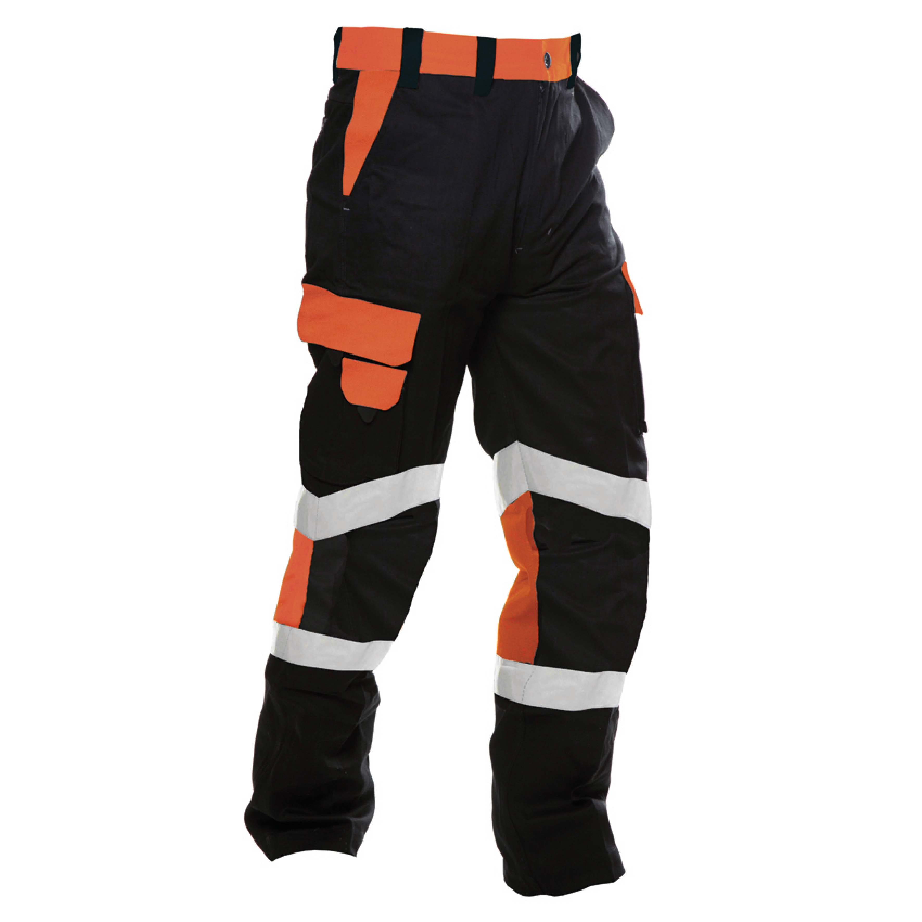 220GSM Light Cargo Trousers, RIPSTOP BLK/ORN Tape