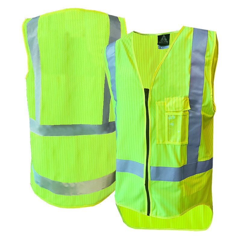 Hi-Vis Vest, Zip, D/N, Flame Ret, Yellow