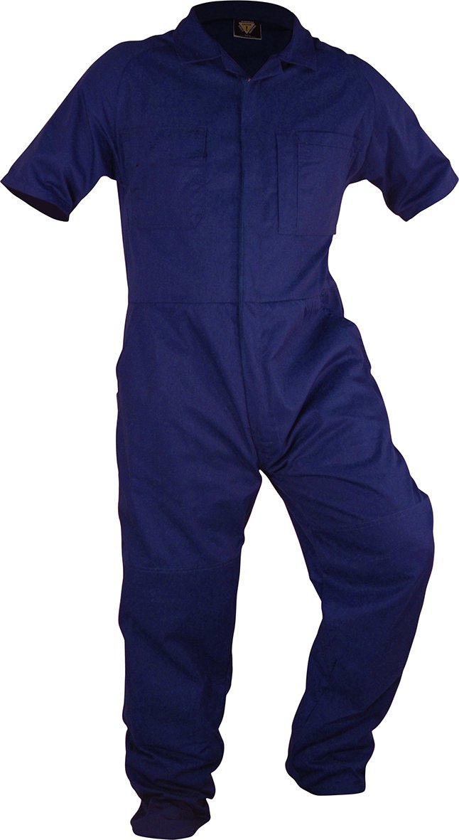 Short Sleeved Polycotton Zip Coverall Royal