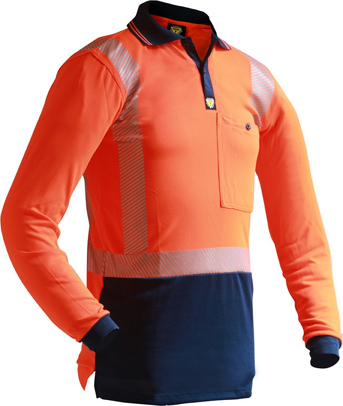 D/N L/S Segmented Tape Microfibre Polo