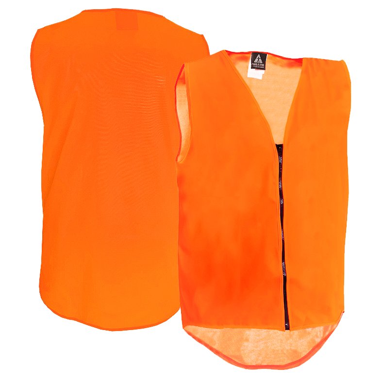 Hi Vis Vest, Zip, Day Only, Orange, No pockets