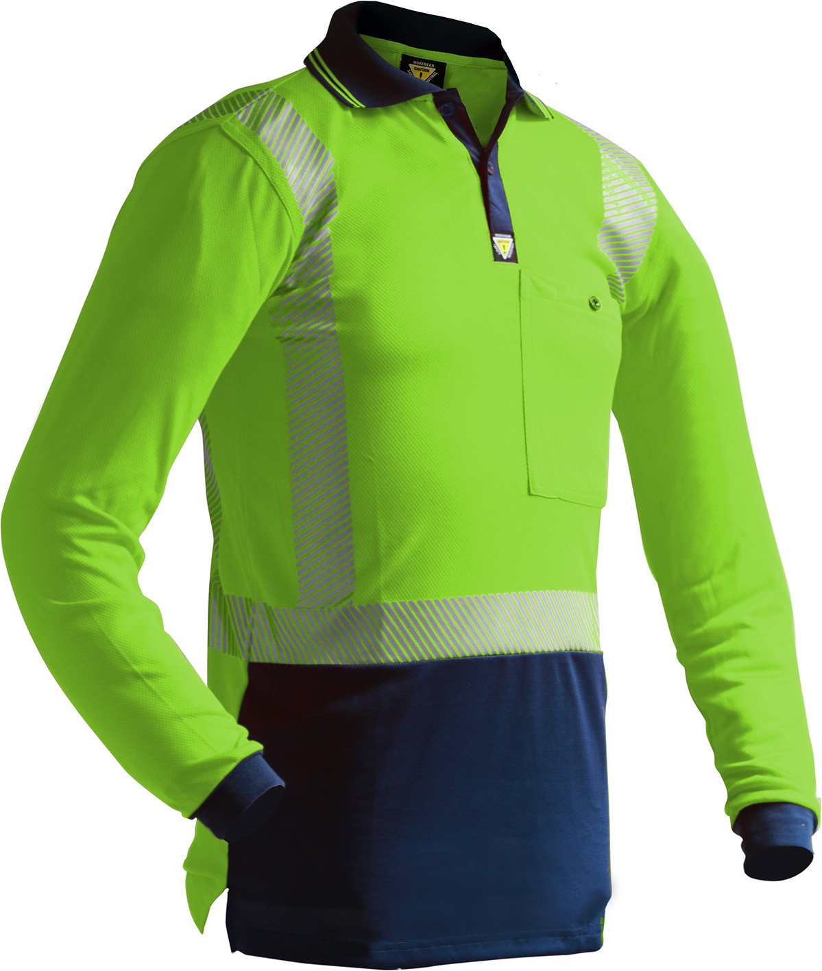 D/N L/S Segmented Tape Microfibre Polo