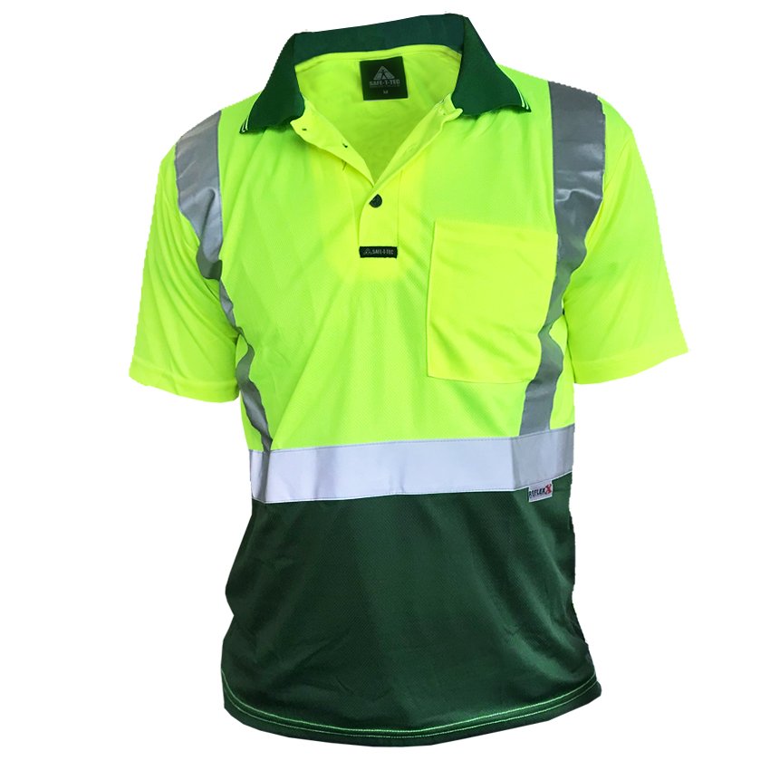 Hi-Vis D/N S/S Microfibre Polo, Yellow/Green
