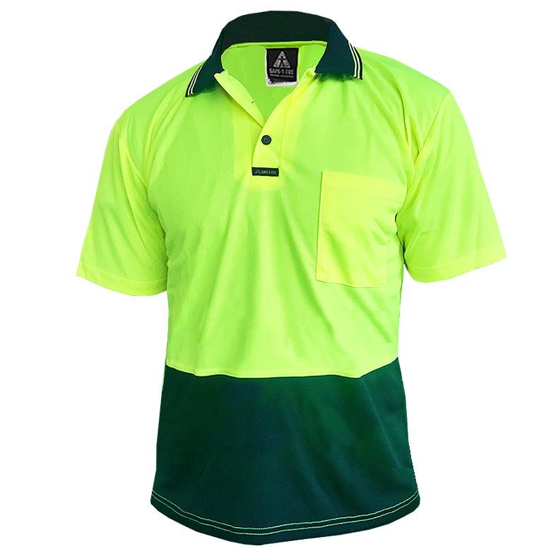 Hi-Vis Polo Shirt, S/S, Yellow/Spruce