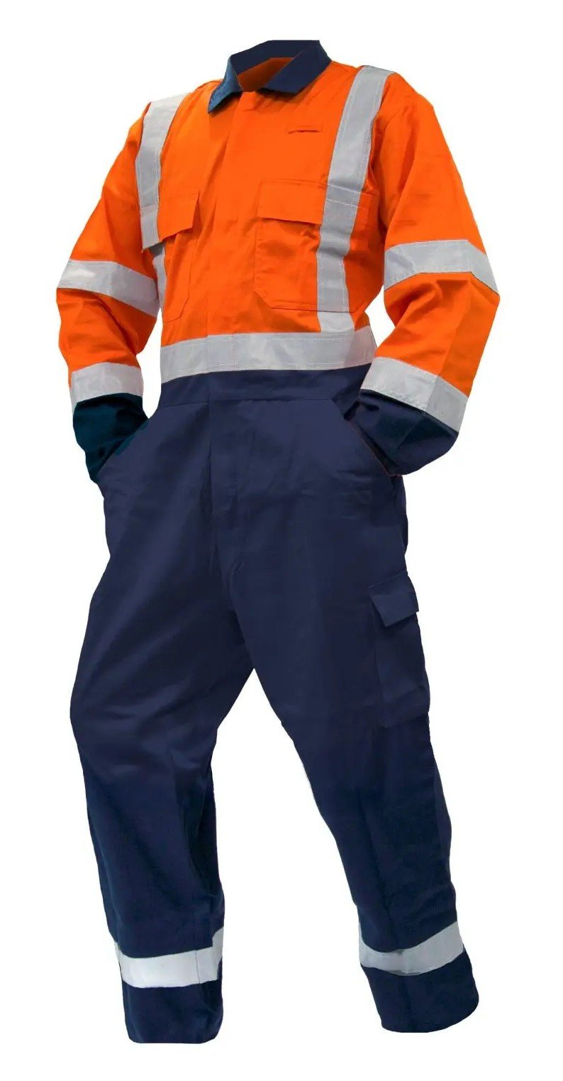 Overall LS, 300gsm Cotton, Orange/Navy DN , Size 1