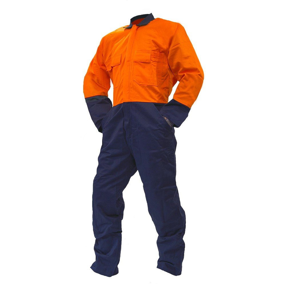 Polycotton Overalls, DO, LS, Orange/Navy