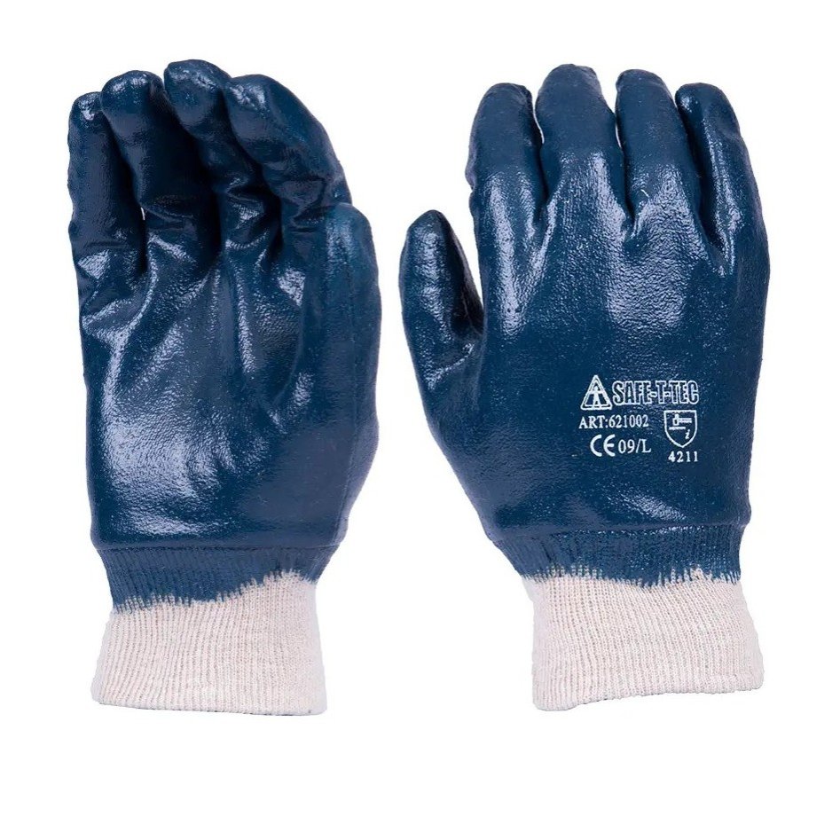 Heavy Duty Blue Nitrile Dip, Knit Wrist