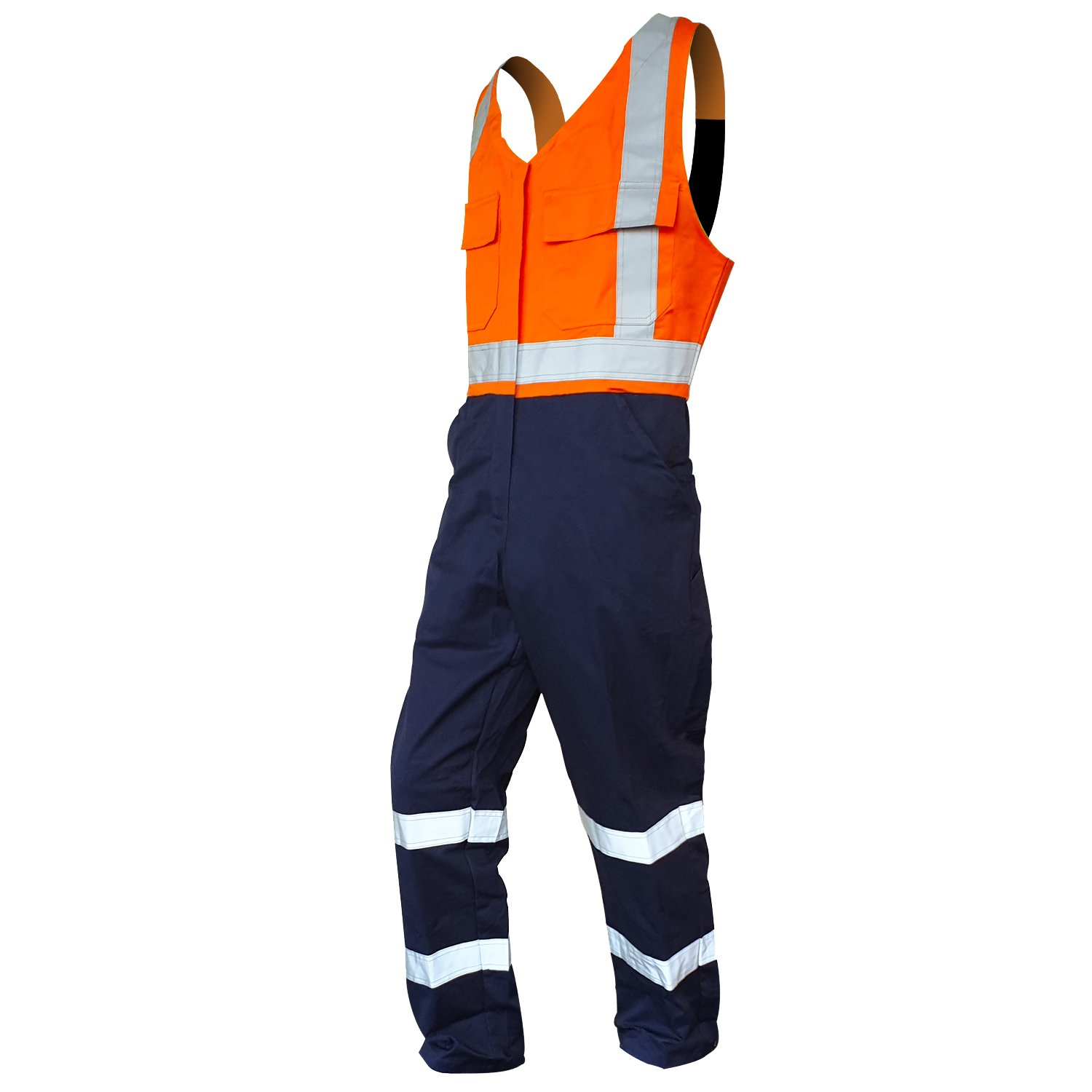Overall Action Bib, 300gsm Cotton, Orange/Navy,D/N