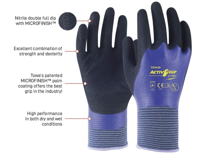 Esko Towa Activgrip 569 Nitrile Double Full Dip Glove
