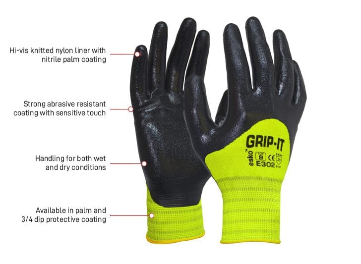 Esko Grip-It 3/4 Coat Hi-Vis Nitrile Glove