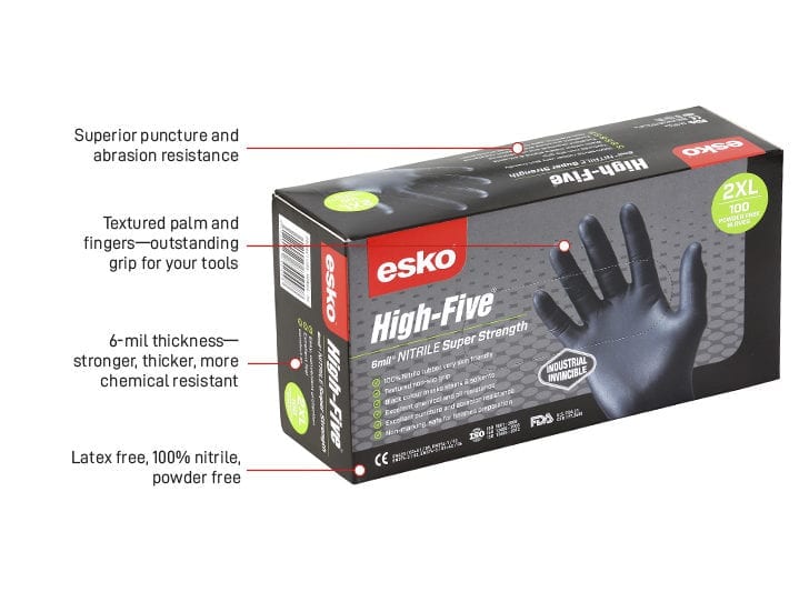 Esko High Five Industrial Black Nitrile Glove