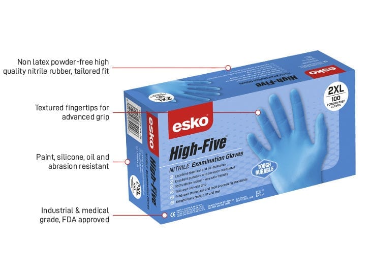 Esko High Five Industrial Blue Nitrile Glove