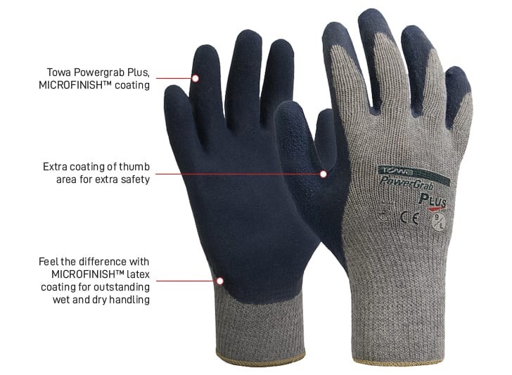 POWERGRAB Thermo Hi-Vis Microfinish Grip Gloves, Coated Work Gloves