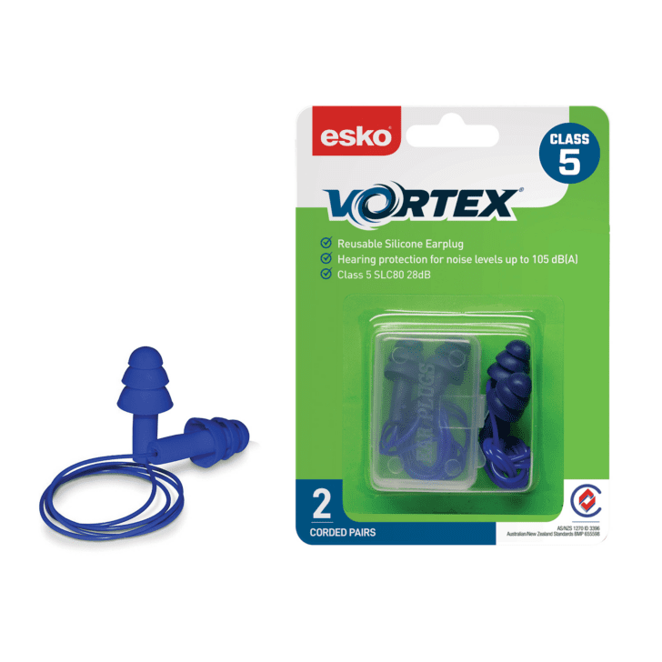 Esko Vortex Earplugs Blue Corded 2 Pack