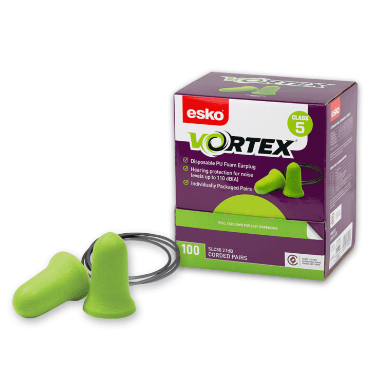 Esko Vortex Earplugs Green Corded